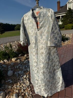 Elegant White & Gold Butterfly Maxi Dress